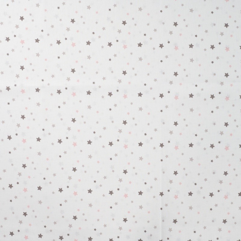 Coupon 3m Tissu Popeline Imprimé Etoile Blanc