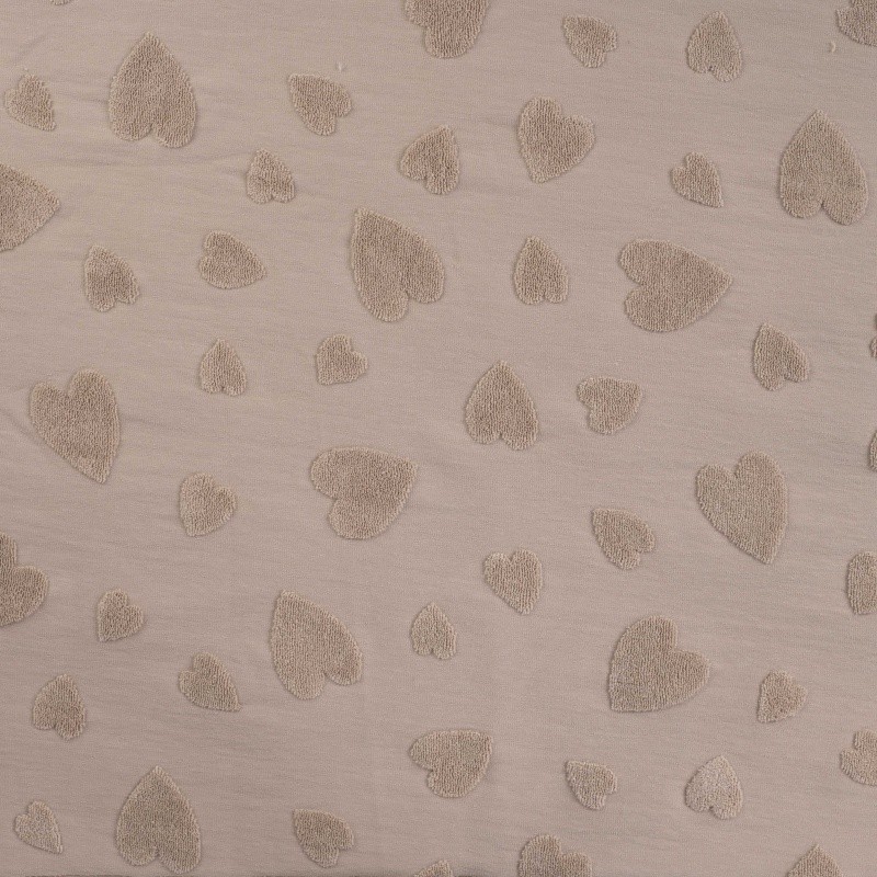 Coupon 3m Tissu Coton Jacquard Coeur Sable 