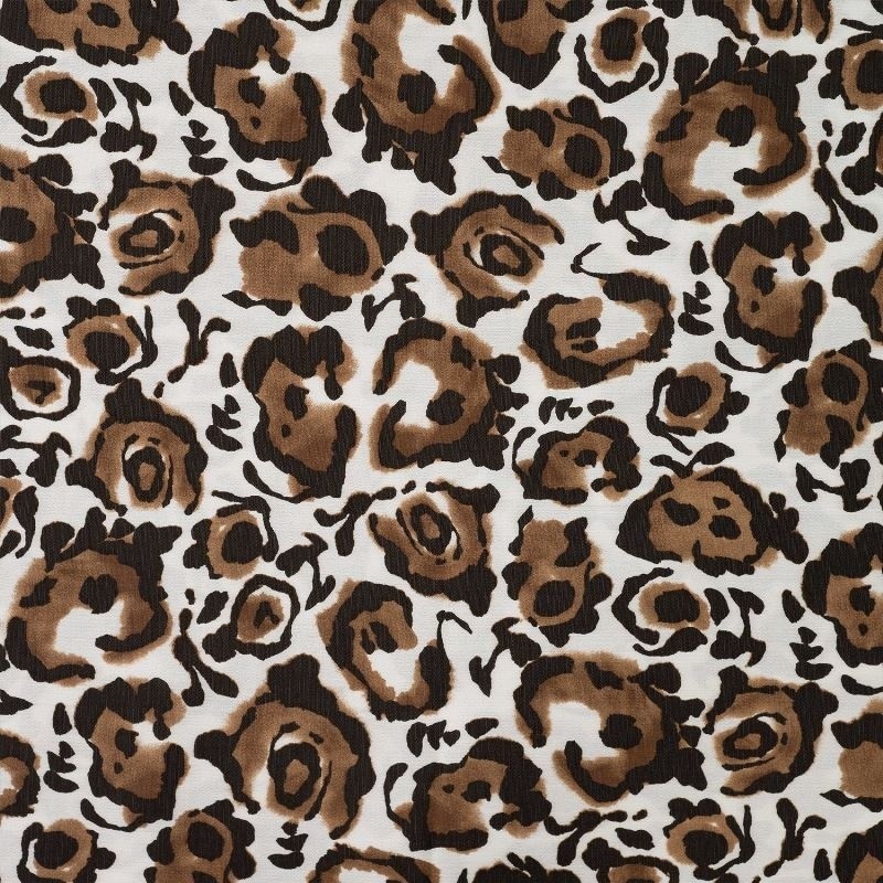 Coupon 3m Tissu Crêpe Viscose Imprimé Marron