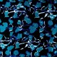 Coupon 3m Tissu Satin de Viscose Imprimé Fleurs Bleu 