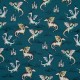 Coupon 3m Tissu Sweat Imprimé Dragon Pétrole
